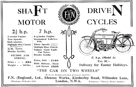 1921 F.N.Shaft Drive Motor Cycles 2.5 - 7 hp                     