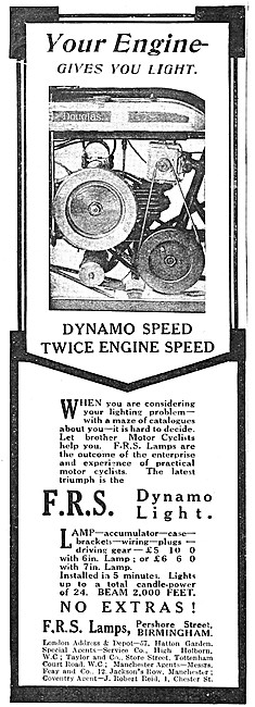 FRS Motorcycle Dynamo Lighting Set 1914                          