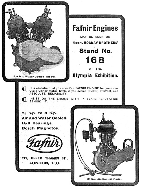 1913 Fafnir V-Twin & Single Cylinder Motor Cycle Engines         
