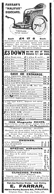 Farrar Halifax Sidecars 1909                                     