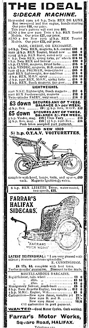 Farrar Halifax Sidecars - OTAV Voiturettes - O.T.A.V. Cars 1910  