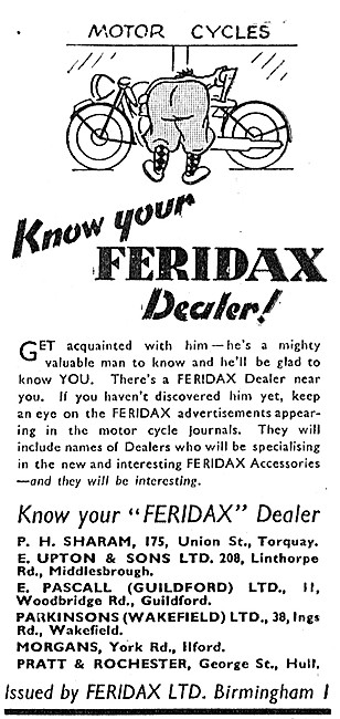 Feridax Motor Cycle Parts &  Accessories 1946                    