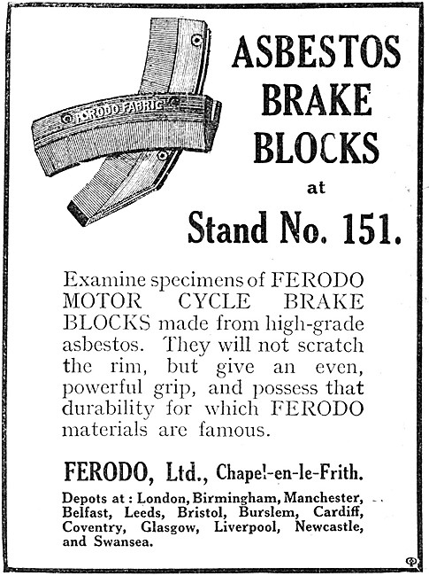 Ferodo Asbestos Brake Blocks 1920 Advert                         