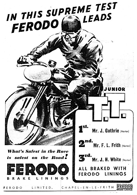 Ferodo Brake Linings 1937 Advert                                 