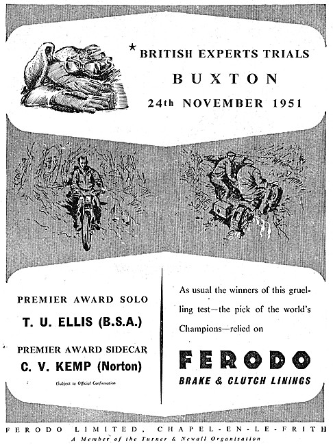 Ferodo Brake & Clutch Linings 1951 Advert                        