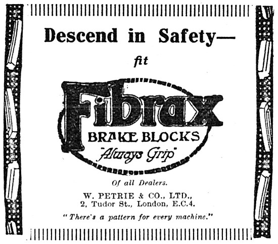 Fibrax Motorcycle Brake Linings 1925                             