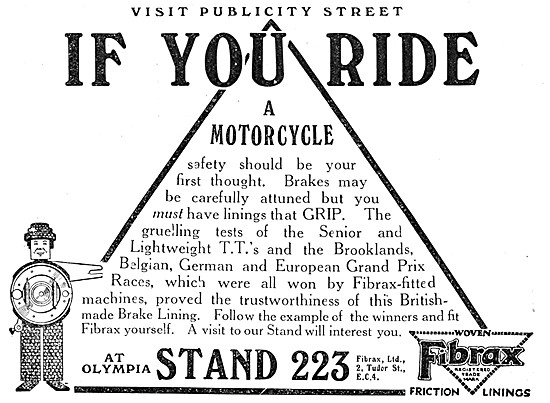 Fibrax Brake Linings - Fibrax Friction Linings 1928              