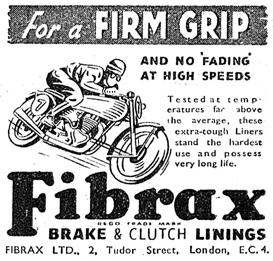 Fibrax Brake & Clutch Linings 1947 Advert                        