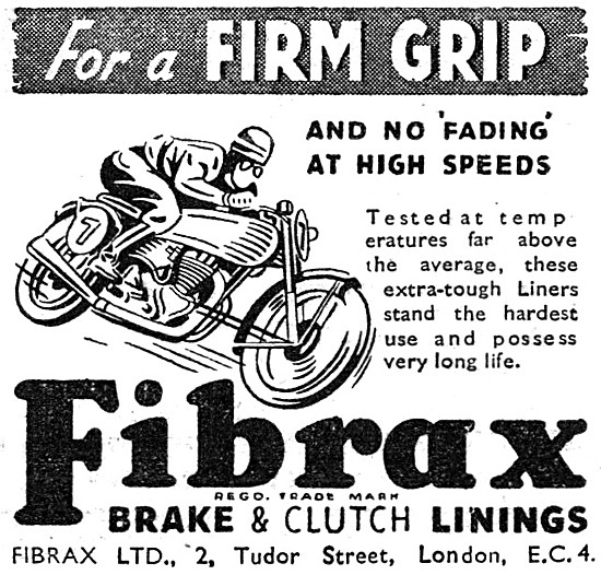 Fibrax Motor Cycle Brake & Clutch Linings 1949                   