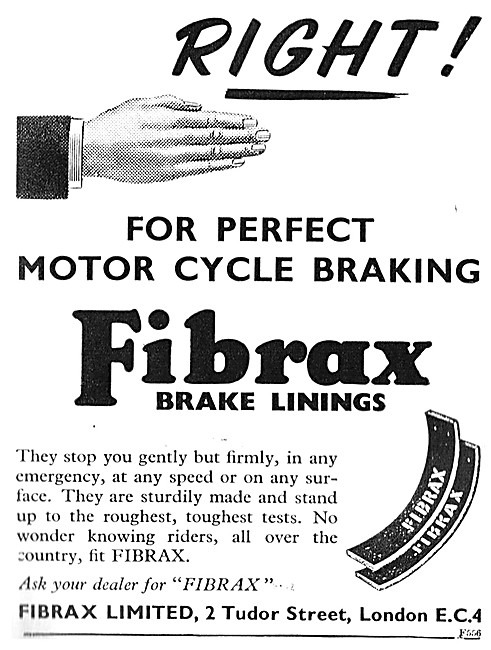 Fibrax Brake Linings 1957 Advert                                 