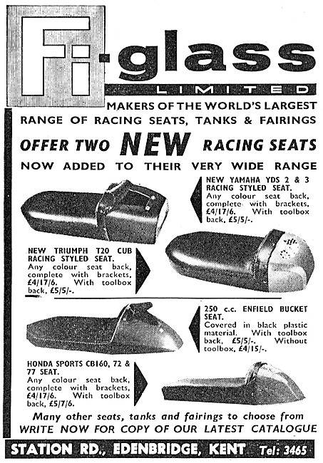Fi-Glass Motor Cycle Racing Seats                                