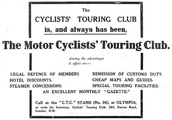Benefits Of Membership Of The Motor Cyclists Touring Club 1910   
