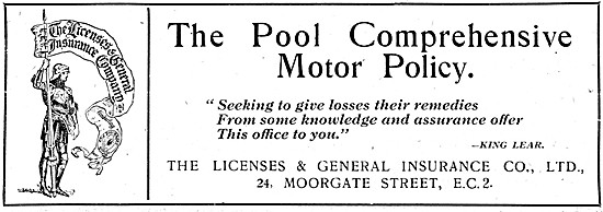 The Licenses & General Insurance. Motor Cycle Cover 1920 Advert  