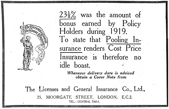Licenses & General Motor Cycle Insurance 1920                    