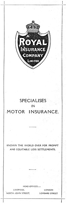 Royal Insurance Motor Cycle Insurance 1923 Advert                