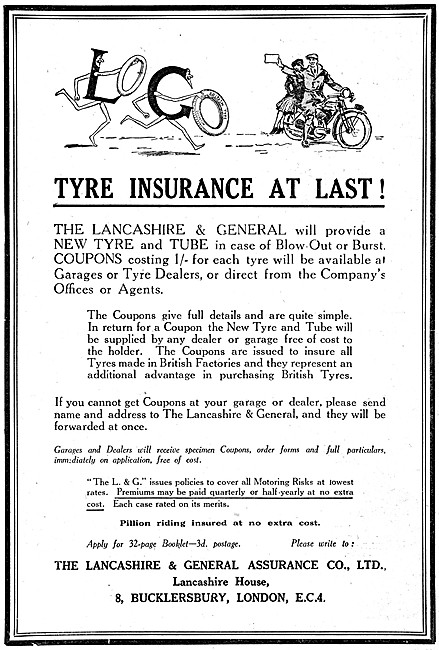 Lancashire & General Motor Cycle Tyre Insurance Policies         