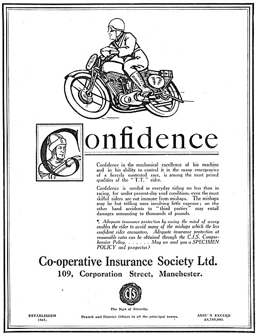 Co-Operative Motor Cycle Insurance 1929                          
