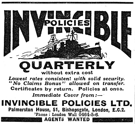 Invincible Motor Cycle Insurance Policies 1932 Advert            