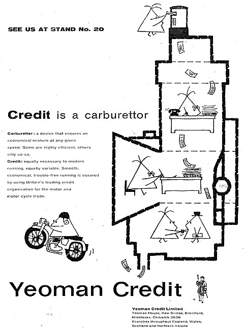 Yeoman Credit Motor Cycle Finance 1960 Advert                    