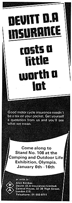 Devitt Motorcycle Insurance 1971                                 