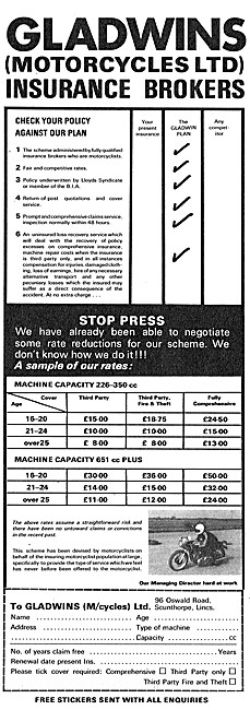 Gladwins Motorcycle Insurance Brokers                            