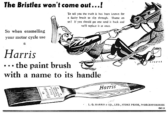 Harris Paint Brushes For Motorcycle Enamel Finishes              