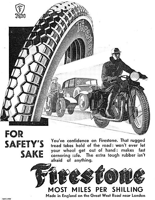 Firestone Motor Cycle Tyres 1931 Advert                          