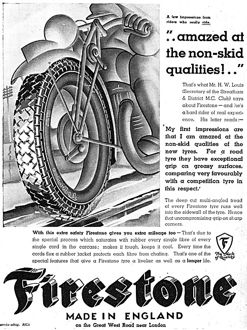 Firestone Motor Cycle Tyres 1933                                 