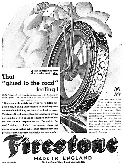 Firestone Motorcycle Tyres 1933 Advert                           
