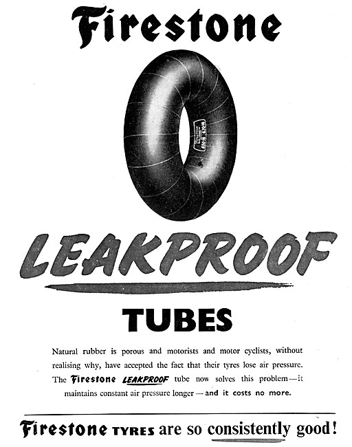 Firestone Motor Cycle Tyres - Firestone Leakproof Tubes          