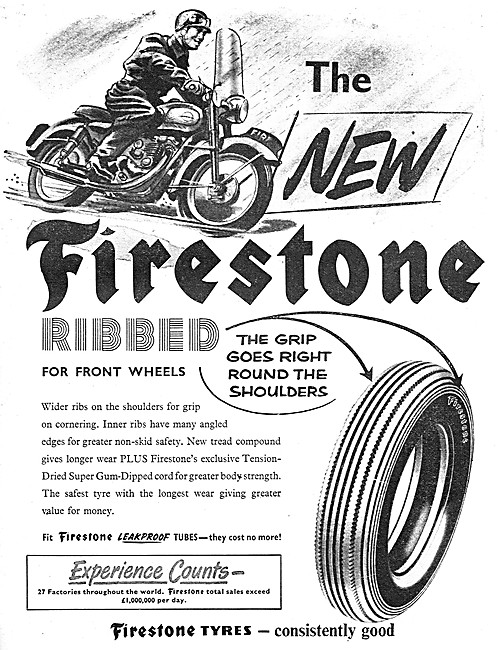 Firestone Ribbed Motor Cycle Tyres With Tension Dried Super Cord 