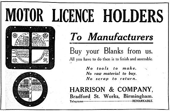 Harrison Motor Cycle Licence Holders 1920                        