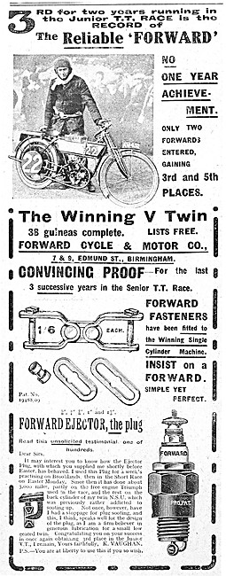 Forward Motor Cycles & Accessoriesn 1912 Advert                  