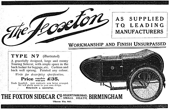 1920 Foxton Type N 7 Sidecar                                     