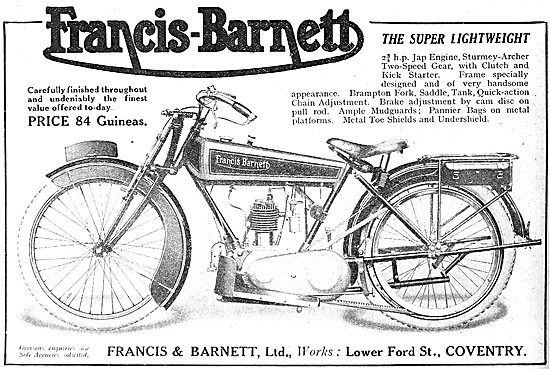 1920 Francis-Barnett Super Lightweight Motor Cycle               