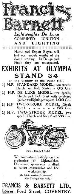 Francis-Barnett Motor Cycles 1920                                