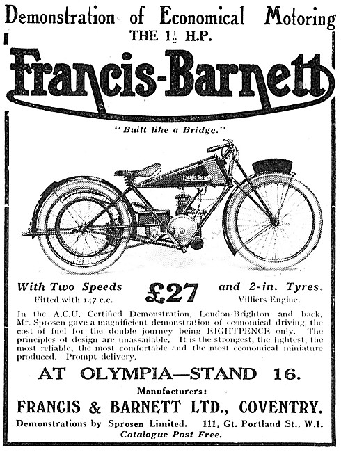 1923 Francis-Barnett 147 cc 2-Speed Motorcycle                   
