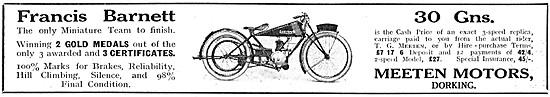 1924 Francis-Barnett Motor Cycles                                