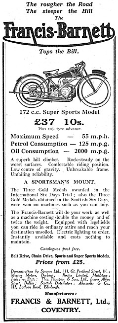 1926 Francis-Barnett 172 cc Super Sports Motor Cycle             