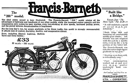 1929 Francis-Barnett 200 Model                                   