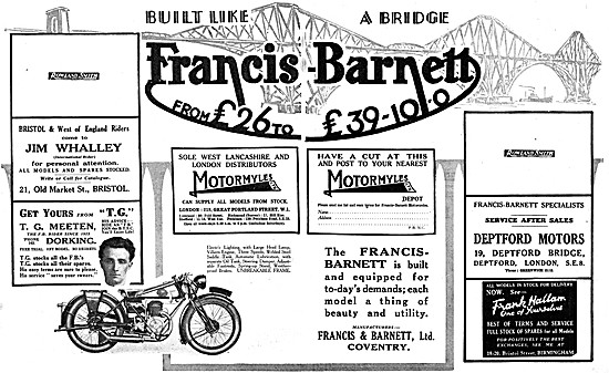 1930 Francis-Barnett UK Dealerships                              