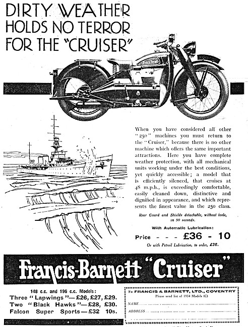 Francis-Barnett Cruiser 250 cc 1933                              