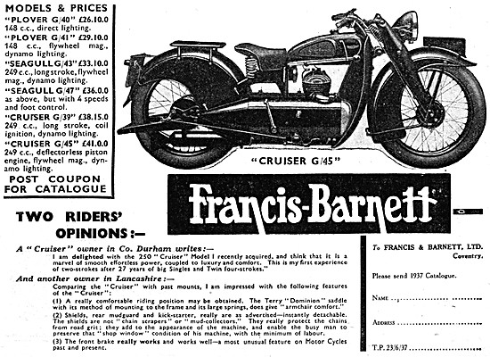 1937 Francis-Barnett Cruiser G/45                                