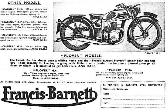 1937 Francis-Barnett Plover H.41 148 cc                          