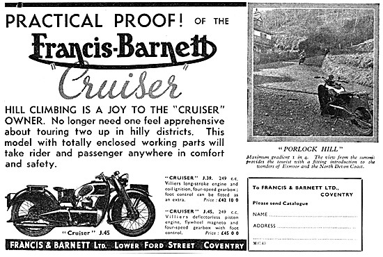 1939 Francis-Barnett J.45 Cruiser 250 cc                         