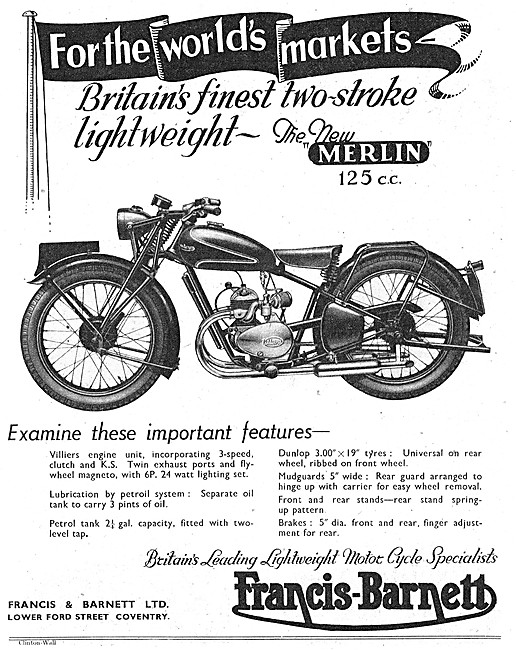 1947 Francis-Barnett Merlin 125 cc                               