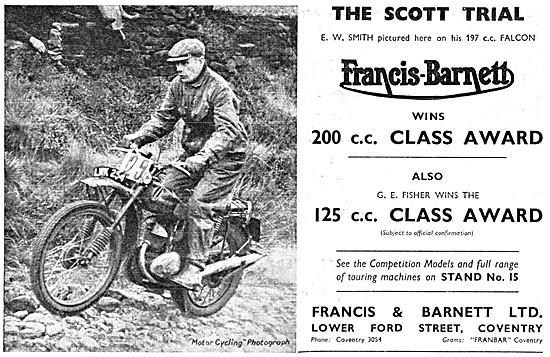 Francis-Barnett Competition Motor Cycles 1952                    
