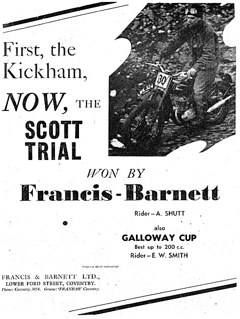Francis-Barnett 200 cc Trials Motor Cycles                       