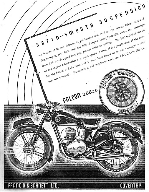 Francis-Barnett Falcon 200 cc 1953 Advert                        