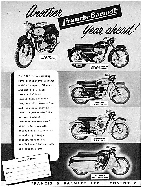 The 1959 Francis-Barnett Motor Cycle Models Range                
